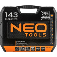 Набор инструментов 143 шт NEO Tools 1/2, 1/4,  08-945