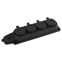 Каучуковая колодка duwi 4 гнезда с заземлением IP44 черная 16A 27463 6
