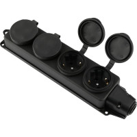 Каучуковая колодка duwi 4 гнезда с заземлением IP44 черная 16A 27463 6
