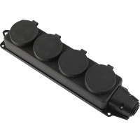 Каучуковая колодка duwi 4 гнезда с заземлением IP44 черная 16A 27463 6