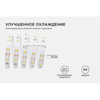 Светодиодная лента Apeyron 24В, 14,4Вт/м, smd5050, 60д/м, IP20, 800Лм/м, подложка, 10мм, 5м, холодный белый 00-340