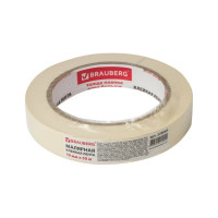 Малярная клейкая лента BRAUBERG 19 мм х 50 м, крепированная, реальная длина, профессиональная 228085