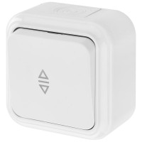 Выключатель BYLECTRICA 1-клавишный открытая установка, перекрестный IP54 ПРАЛЕСКА АКВА, белый, А6/2 10-872