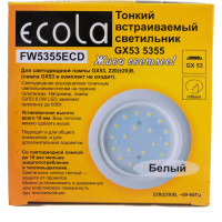 Встраиваемый светильник Ecola GX53 5355 Легкий Белый 25x106 FW5355ECD