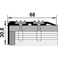 Порог угловой алюминиевый ЛУКА (68x31 мм, 0,9 м, Без покрытия) 00000001753