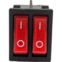 Двойная клавиша Nord-Yada 250V 16А красная с подсветкой (6контактов) ON- OFF 905448