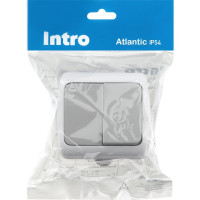 Выключатель Intro Atlantic 5-104-03 двойной 10А-250В IP54 открытой установки серый Б0050943