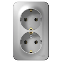 2-ая наружная розетка Systeme Electric Blanca Алюминий, с заземлением, без шторок, 16А, 250В SE BLNRA010213