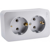 2-ая наружная розетка Systeme Electric Blanca Алюминий, с заземлением, без шторок, 16А, 250В SE BLNRA010213