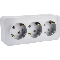 3-ая наружная розетка Systeme Electric Blanca Алюминий, с заземлением, без шторок, 16А, 250В SE BLNRA010313