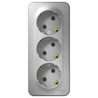 3-ая наружная розетка Systeme Electric Blanca Алюминий, с заземлением, без шторок, 16А, 250В SE BLNRA010313