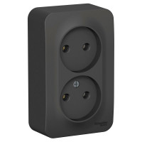 2-ая наружная розетка Systeme Electric Blanca Антрацит, без заземления, без шторок, 16А, 250В SE BLNRA000216