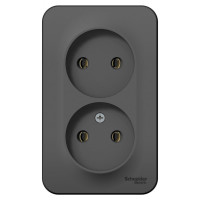 2-ая наружная розетка Systeme Electric Blanca Антрацит, без заземления, без шторок, 16А, 250В SE BLNRA000216