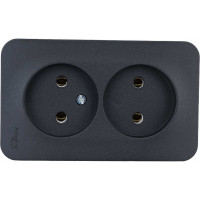 2-ая наружная розетка Systeme Electric Blanca Антрацит, без заземления, без шторок, 16А, 250В SE BLNRA000216