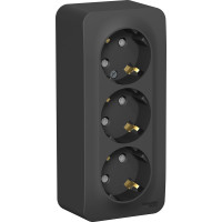 3-ая наружная розетка Systeme Electric Blanca Антрацит, с заземлением, со шторками 16А, 250В SE BLNRA011316