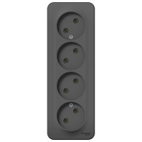 4-ая наружная розетка Systeme Electric Blanca Антрацит, без заземления, без шторок, 16А, 250В SE BLNRA000416