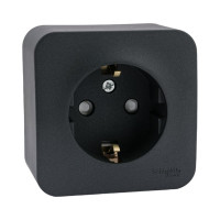 Наружная розетка Systeme Electric Blanca Антрацит, с заземлением, со шторками, 16А, 250В SE BLNRA011116