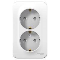 2-ая наружная розетка Systeme Electric Blanca Белый, с заземлением, со шторками, 16А, 250В, изолированная SE BLNRA011211