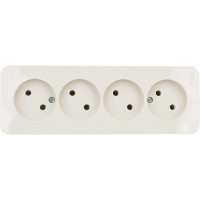 4-ая наружная розетка Systeme Electric Blanca Бежевый, без заземления, без шторок, изолированная пластина SE BLNRA000417