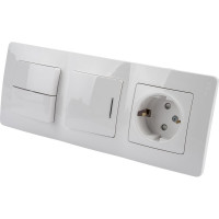 Внутренний блок Systeme Electric Blanca розетка с заземлением 16А, 250В+1-клавишный выключатель+2-клавишный выключатель SE BLNBS101211