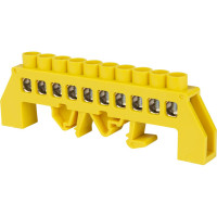 Шина PE земля TDM ELECTRIC в желтом изоляторе на DIN-рейку 8x12мм 10 групп SQ0801-0216