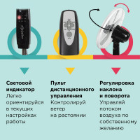 Напольный вентилятор SONNEN 3 режима, пульт ДУ, TF-45W-40-520, d=40 см, 45 Вт, белый, 454788