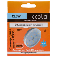 Светодиодная лампа Ecola GX53 LED Premium 12,0W Tablet 220V 6000K прозрачная 27x75 T5SD12ELC