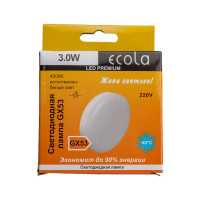 Светодиодная лампа Ecola GX53 LED Premium 3,0W Tablet 220V 4200K 27x75 матовая 30000h T5UV30ELC