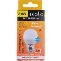 Светодиодная лампа Ecola globe LED Premium 8,0W G45 220V E27 2700K шар композит 78x45 K7QW80ELC