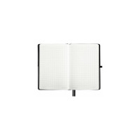 Блокнот BRAUBERG А5, 148x218мм, DUO, под кожу, с резинкой, 80л, клетка, черный/серый 113433