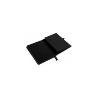 Блокнот BRAUBERG А5, 148x218мм, DUO, под кожу, с резинкой, 80л, клетка, черный/серый 113433
