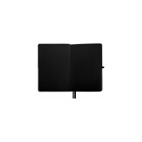 Блокнот BRAUBERG А5, 148x218мм, DUO, под кожу, с резинкой, 80л, клетка, черный/серый 113433