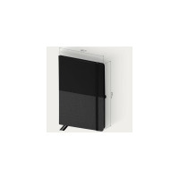 Блокнот BRAUBERG А5, 148x218мм, DUO, под кожу, с резинкой, 80л, клетка, черный/серый 113433