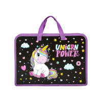 Папка на молнии с ручками ЮНЛАНДИЯ Magic unicorn А4, 1 отделение, пластик, ширина 40 мм 270944