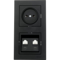 2-ая вертикальная рамка Lezard VESNA без вставки, чёрный бархат 742-4200-152