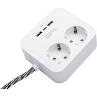 Сетевой фильтр TopOn на 2 розетки с 2 USB-A и USB-C, 4000W, 1.5 м Белый TOP-PWS2