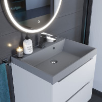 Кварцевая раковина для ванной комнаты Uperwood Classic Quartz 60 см, серая матовая, бетон 291030001
