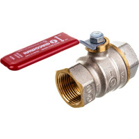 Шаровой кран Giacomini DADO R910 1", внутренняя/внутренняя, ручка-рычаг красный, никелированный R910X025