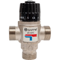 Термосмесительный клапан Gappo 3/4'' нар/нар/нар боковое смешение 20-43 градусов 550202