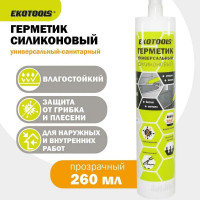 Универсальный силиконовый герметик EKOTOOLS санитарный, прозрачный, 260 мл 6507802