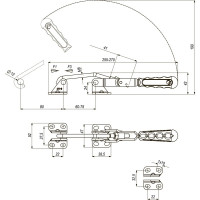 Натяжная защелка со скобой, рукояткой и крюком KUKAMET 411-3