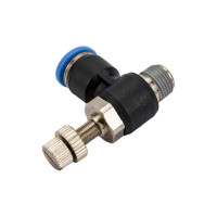 Фитинг-дроссель (пневмодроссель) угловой с наружной резьбой M1/8" SHPI SC 06-01