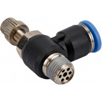 Фитинг-дроссель (пневмодроссель) угловой с наружной резьбой M1/8" SHPI SC 06-01