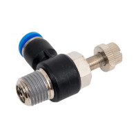 Фитинг-дроссель (пневмодроссель) угловой с наружной резьбой M1/4" SHPI SC 06-02