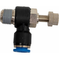 Фитинг-дроссель (пневмодроссель) угловой с наружной резьбой M1/4" SHPI SC 08-02