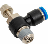 Фитинг-дроссель (пневмодроссель) угловой с наружной резьбой M1/4" SHPI SC 08-02