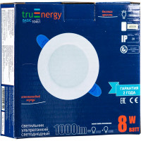 Светодиодный ультратонкий светильник truEnergy круг 8W 4000K 1000Lm IP20 120мм белый/алюминий 10461