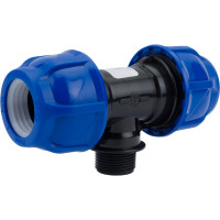 Компрессионный  тройник TEBO ПНД  нар. резьба 32x3/4" T-ПНД.Тр.5.32-34.CN