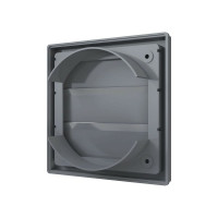 Решетка приточно-вытяжная с гравитационными жалюзи 1515К12.5Ф (150x150 мм; фланец D125; ASA-пластик; серый) ERA 90-02060