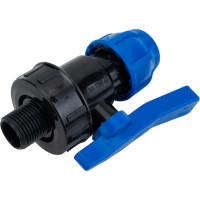 Компрессионный шаровой кран ПНД TEBO 20x1/2" нар. резьба T-ПНД.Кш.5.20-12.CN